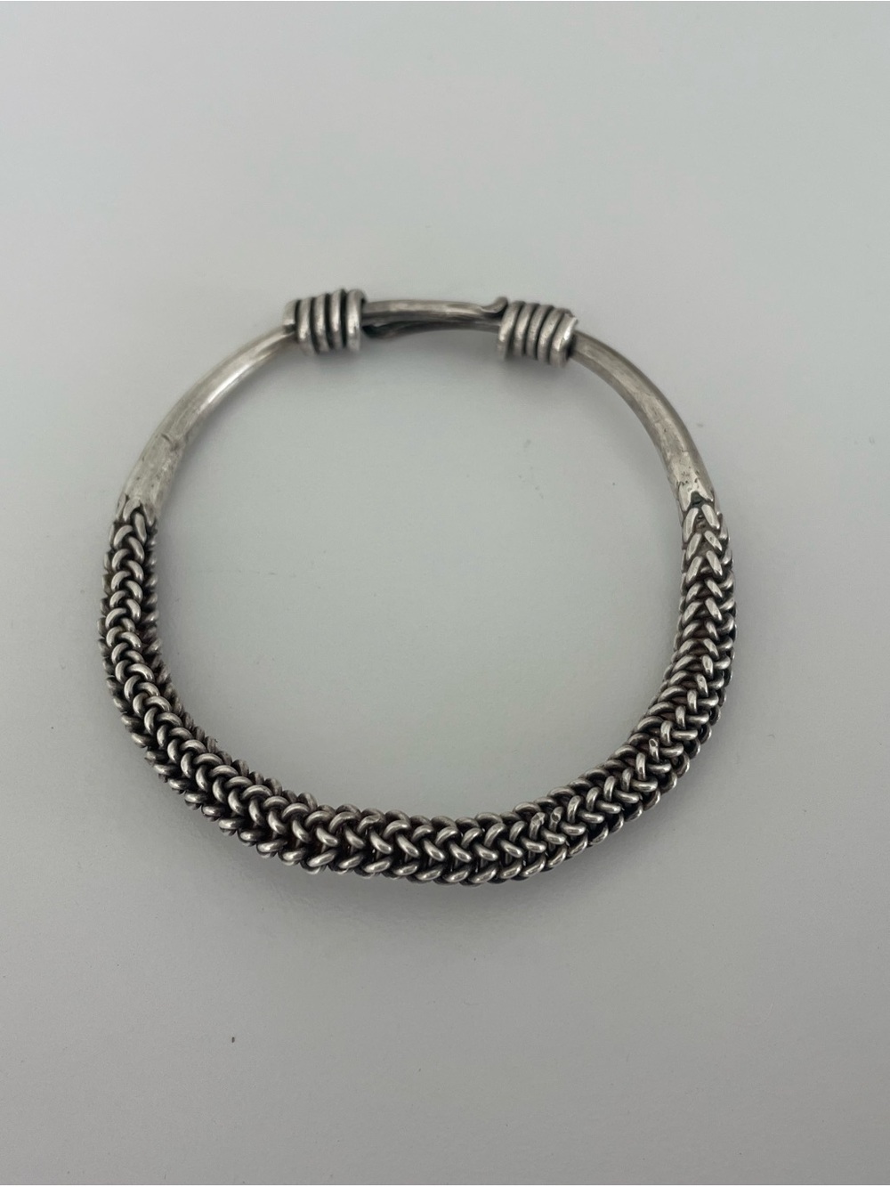 Artisan handcrafted Bali style weave sterling silver bracelet